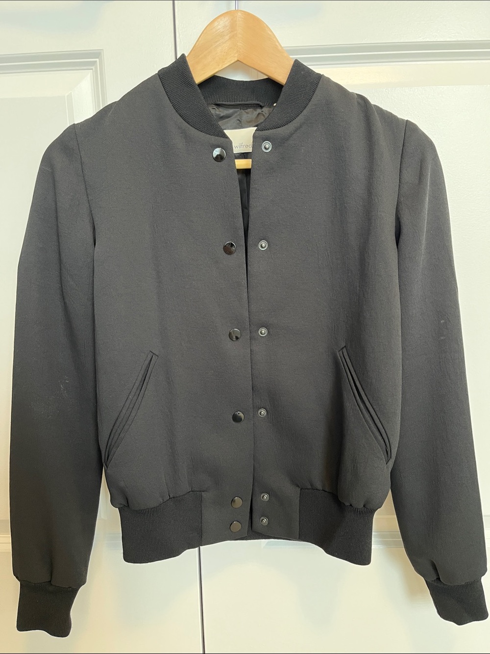Aritzia (Wilfred) Wool-Blend Black Bomber Jacket